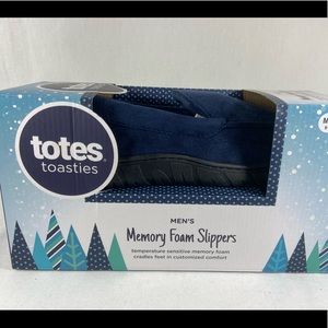 Totes Toasties Memory Foam Blue Medium Suede Mens Slippers